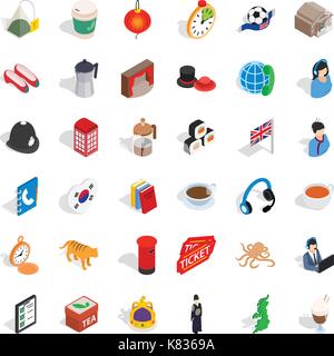Tablet icons set, isometric style Stock Vector
