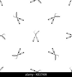Tooth instruments for dental medicine pattern seamless black Stock Vector