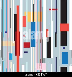Geometric multicolored pattern from different stripes and rectangles Stock Vector