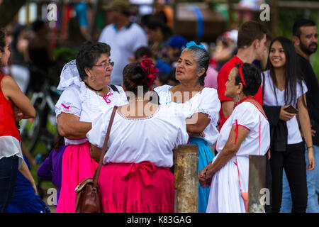 Tilaran, Costa Rica - September 15 : ladies meeting in the town square celebrating Independence Day. September 15 2017, Tilaran Costa Rica. Stock Photo