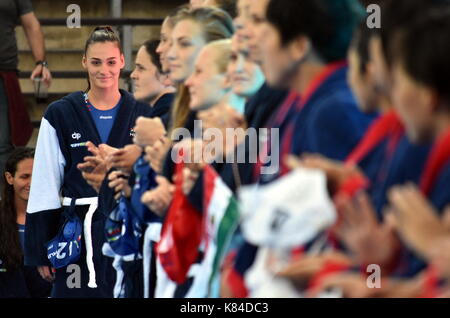 Budapest, Hungary - Jul 16, 2017.  SZILAGYI Dorottya, hungarian waterpolo player. The Waterpolo European Championship was held in Alfred Hajos Swimmin Stock Photo