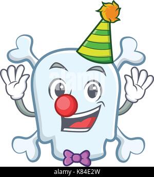 Clown skull character cartoon style Stock Vector