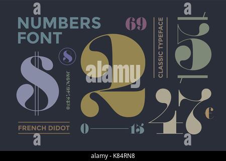 Font of numbers in classical french didot Stock Vector