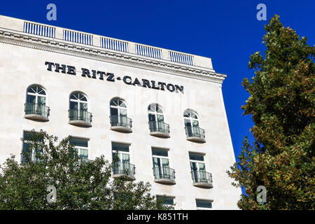 The Ritz-Carlton Hotel in Budapest. This chain of hotels operates 91 luxury hotels and resorts in 30 countries. Stock Photo