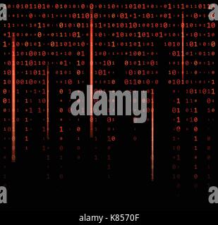 binary code zero one matrix red background beautiful banner wallpaper design illustration Stock Vector