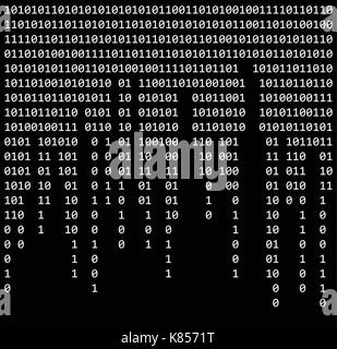 binary code zero one matrix black background beautiful banner wallpaper design illustration Stock Vector