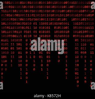 binary code zero one matrix red background beautiful banner wallpaper design illustration Stock Vector