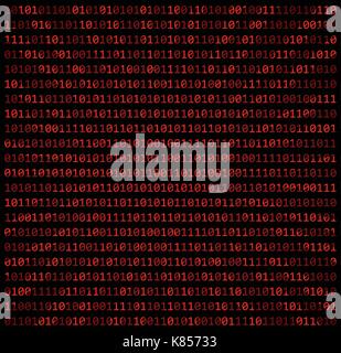 binary code zero one matrix red background beautiful banner wallpaper design illustration Stock Vector
