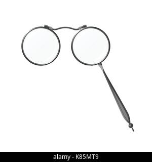 Vintage grey spectacles lorgnette - modern vector realistic isolated object illustration on white background. Use this high quality clip art for prese Stock Vector
