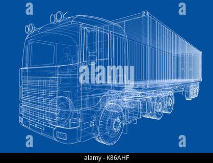 Truck with semitrailer. Vector Stock Vector