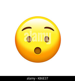 The isolated yellow surprise face with opened mouth icon Stock Photo