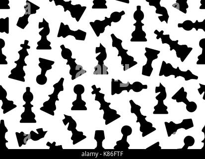 Seamless chess pieces background isolated on white Stock Photo