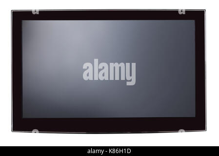 Closeup of flat screen television isolated against white background Stock Photo