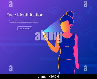 Face identification of young woman. Stock Vector