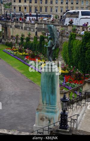 Angel of Peace Statue, Dedicated to Edward VII's Acts of Diplomacy in Europe. Parade Gardens. City of Bath, Somerset, UK. August, 2017. Stock Photo