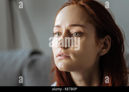 Sad moody woman suffering from depression Stock Photo