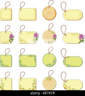 Set tags with floral pattern Stock Vector