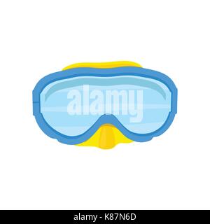 Vector illustration blue diving mask isolated on white background. Diving equipment. Stock Vector