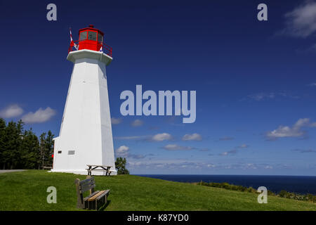 The lighthouse at Cape George, one of many place along the shoreline in Nova Scotia, Canada. Stock Photo