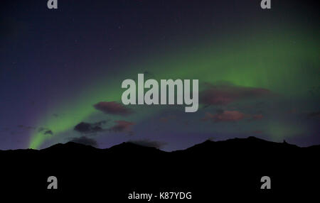The Northern Lights perform at Denali National Park in interior Alaska, September of 2017. Stock Photo