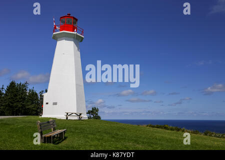 The lighthouse at Cape George, one of many place along the shoreline in Nova Scotia, Canada. Stock Photo