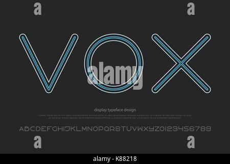 round alphabet letters and numbers. vector, font type design. sport style, regular lettering. geometric, thin line typesetting. dynamic typeface Stock Vector