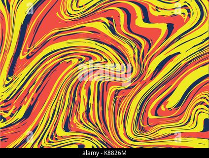 Marble graphic background design in primary colors, blue, red and yellow. Stock Vector
