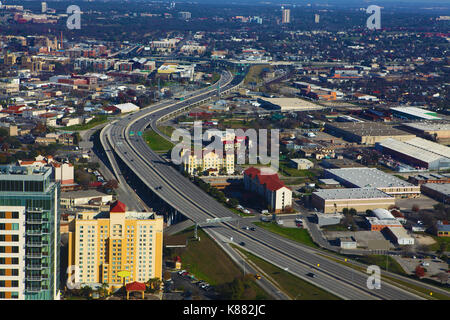 Aerial view of San Antonio expressways Stock Photo
