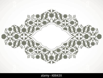 Arabesque vintage outline decor ornate pattern for design template vector. Eastern motif. Floral Border Frame. Lines flowers for save the date and gre Stock Vector