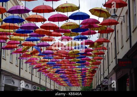 Southgate's Umbrella Street, City Centre. City of Bath, Somerset, UK. August, 2017. Stock Photo