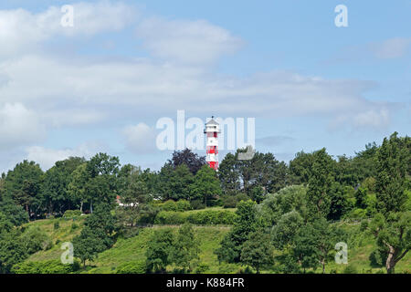 Tinsdal Lighthouse, Hamburg Rissen, River Elbe, Germany Stock Photo