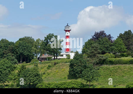 Tinsdal Lighthouse, Hamburg Rissen, River Elbe, Germany Stock Photo