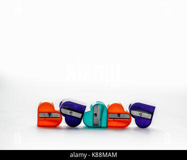 The colorful pencil sharpeners on a white background Stock Photo - Alamy