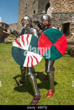 San Marinis in suits of armour during the annual Medieval Days Festival held in the old town of San Marino in the republic of San Marino. Stock Photo