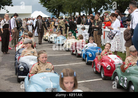Settrington Cup contest for Austin J40 pedal cars at Goodwood Revival 2017 Meeting, Goodwood race track, West Sussex, England, UK Stock Photo