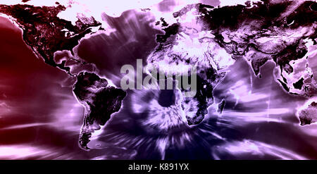 Human eye and world map abstract background Stock Photo