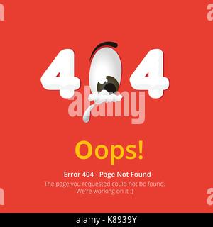 Error 404 page layout vector design. Website 404 page creative concept. The page you requested could not be found. Oops 404 error page. Stock Vector