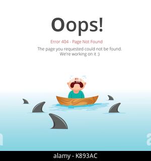 Error 404 page layout vector design. Website 404 page creative concept. The page you requested could not be found. Oops 404 error page. Stock Vector