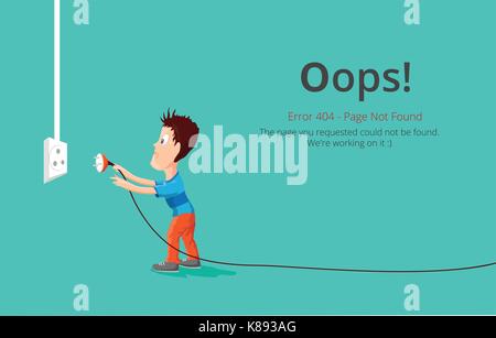 Error 404 page layout vector design. Website 404 page creative concept. The page you requested could not be found. Oops 404 error page. Stock Vector