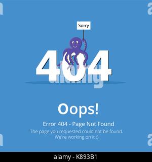 Error 404 page layout vector design. Website 404 page creative concept. The page you requested could not be found. Oops 404 error page. Stock Vector