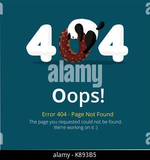 Error 404 page layout vector design. Website 404 page creative concept. The page you requested could not be found. Oops 404 error page. Stock Vector
