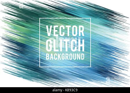 Abstract blue and green glitch background, vector illustration Stock Vector