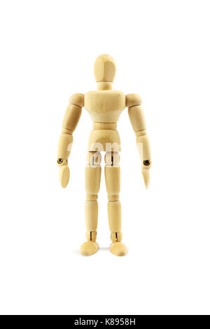 woodem man figure isolated on white background Stock Photo
