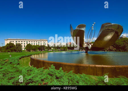 Floralis Generica is a sculpture made of steel and aluminum located in Plaza de las Naciones Unidas, Buenos Aires Argentina Stock Photo