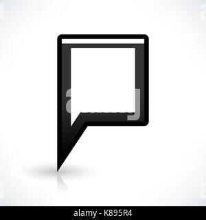 Map pin location sign rounded square icon in flat style. Simple black shapes with gray gradient shadow and reflection isolated on white background Stock Vector