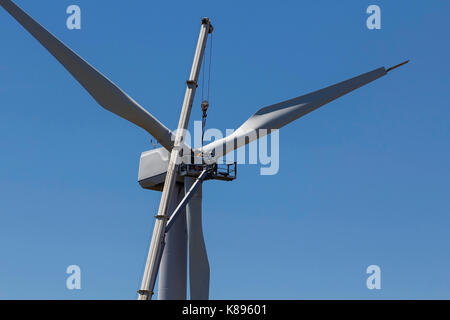 Wind turbine maintenance, mechanical reparation for power generation Stock Photo