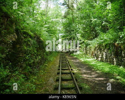 The view from a locomotive at Steeple Grange Light Railway, Wirksworth, Derbyshire Stock Photo