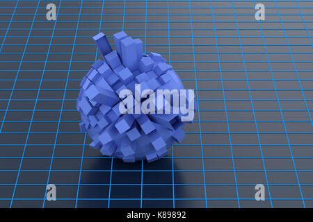 3D rendering of abstract sphere on grid background Stock Photo