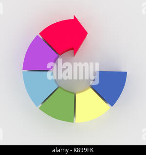 3d render of pie arrow chart isolated white background Stock Photo