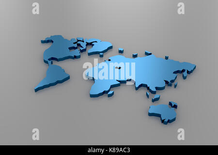 3d rendering of low poly world map Stock Photo